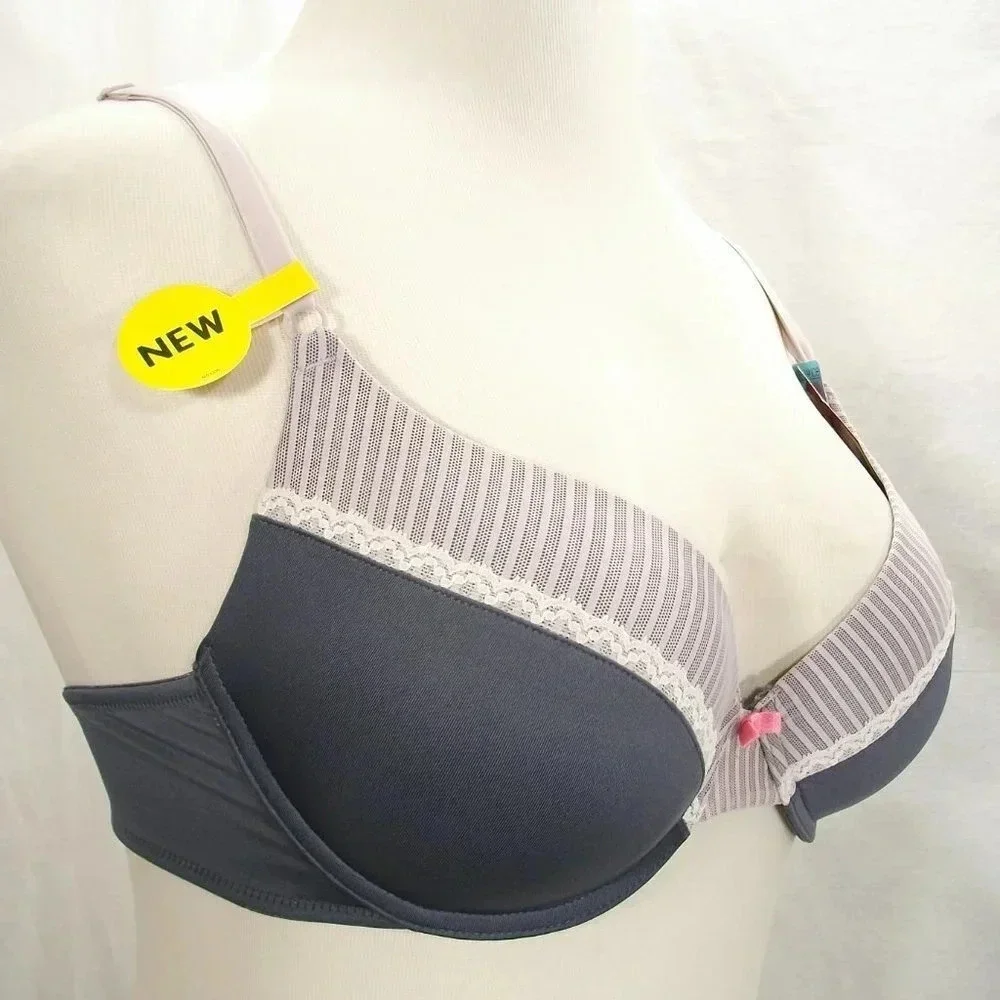 36A Lily of France 2175257 French Charm‎ UW Bra Gray NWT - Picture 2 of 8